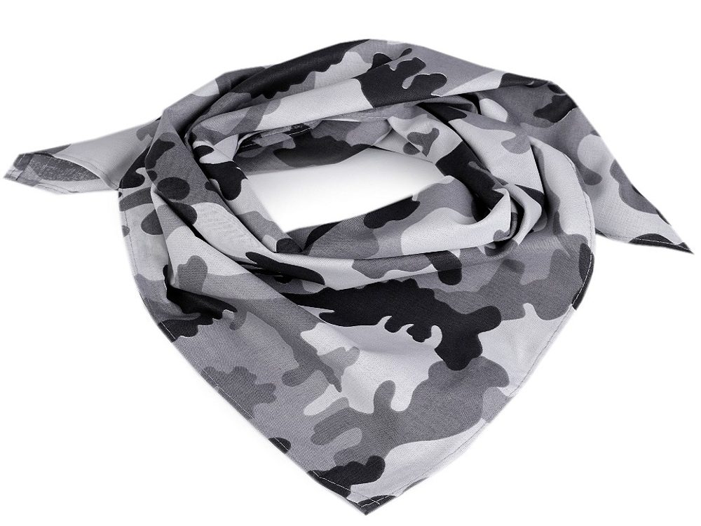 Bavlněný šátek maskáčový 65x65 cm - 4 (bsp261) šedá maskáčová