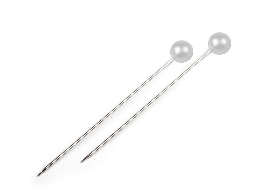 Ozdobné špendlíky délka 55 mm 50 kusů - 5 (54 mm) bílá perleť
