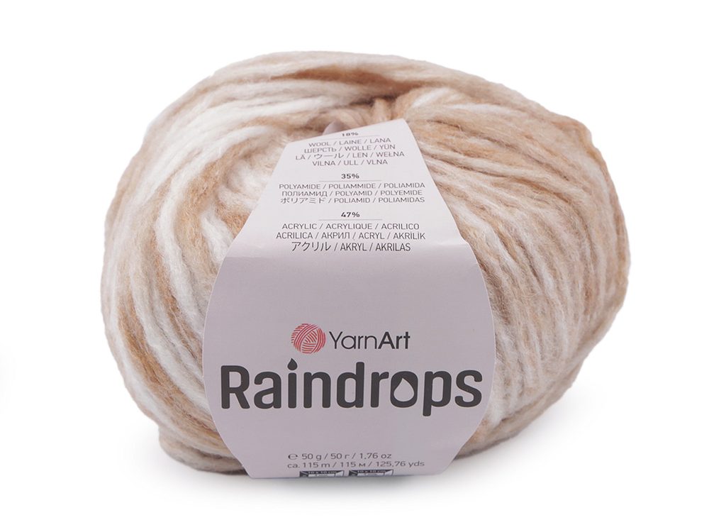 Pletací příze Raindrops 50 g - 1 (2902) béžová světlá