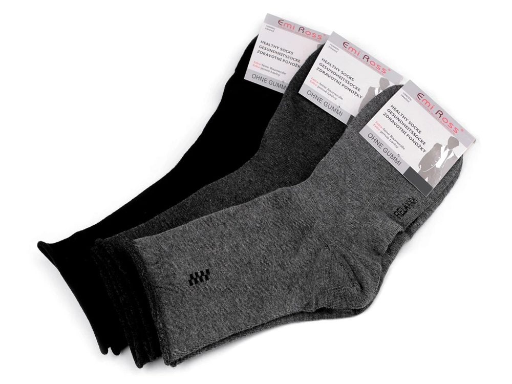 Pánské bavlněné ponožky se zdravotním lemem 3 páry - 4 (vel. 43-46) mix