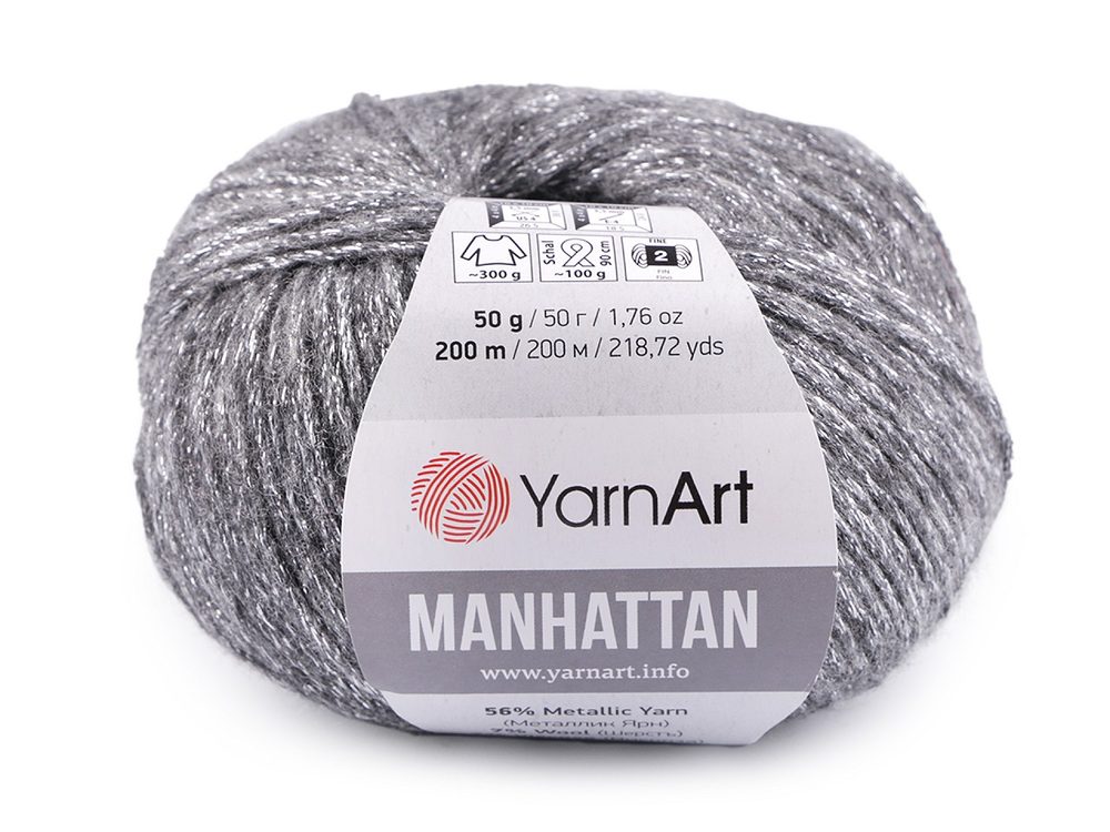 Pletací příze Manhattan 50 g - 7 (903) šedá stříbrná