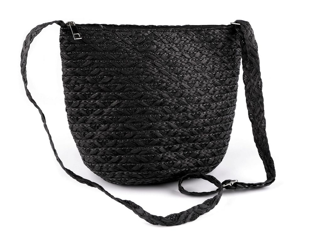 Kabelka z papírové slámy crossbody 23x30 cm - 4 černá