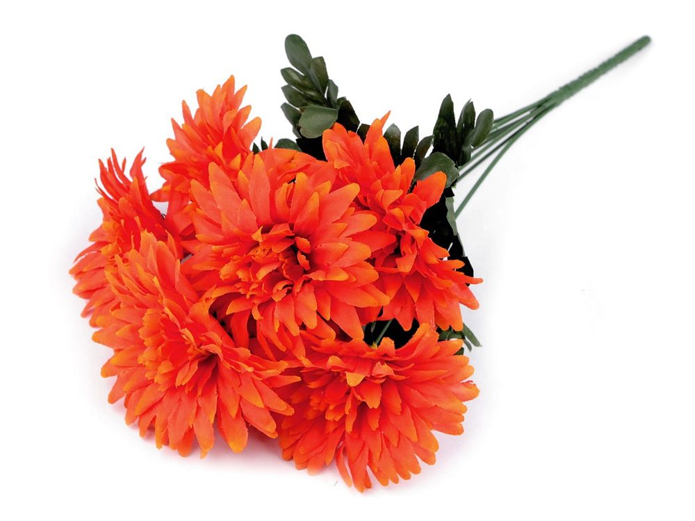 Umělá kytice chryzantéma - 6 oranžová