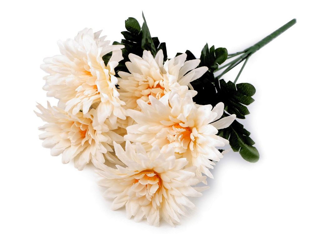 Umělá kytice chryzantéma - 4 lososová světlá