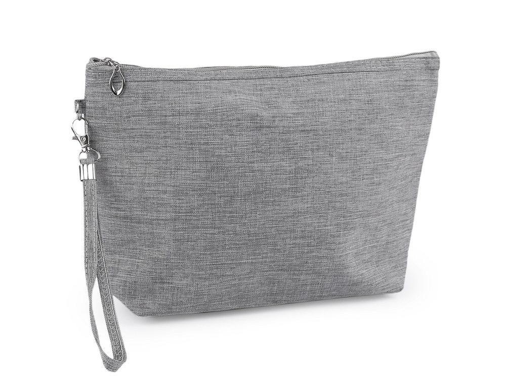 Kosmetická taška / pouzdro textilní 20x30 cm - 1 šedá žíhaná