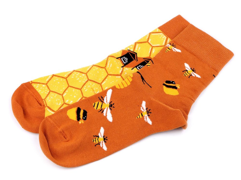 Ponožky barevné, bavlněné Wola - 64 (vel. 35-38) žlutá včela