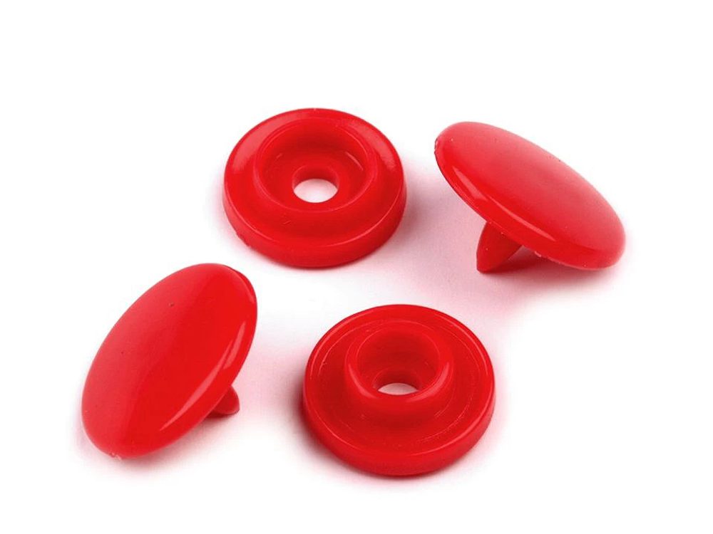 Plastové patentky / stiskací knoflíky vel. 16" balení 50 sad - 2 (B1) červená