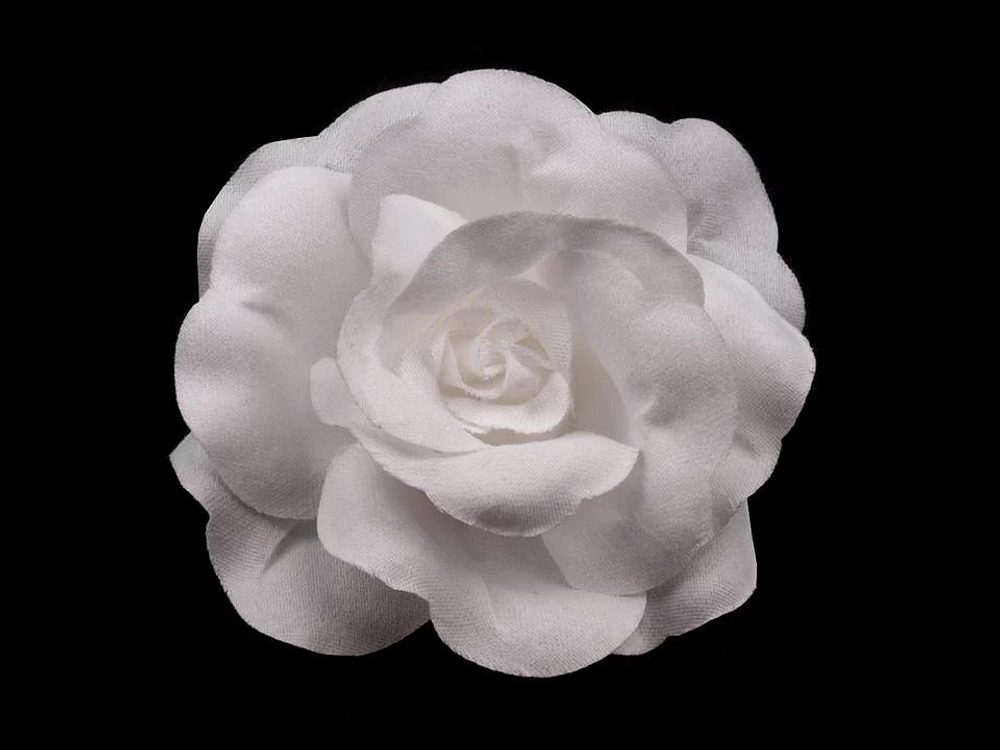 Brož / ozdoba růže Ø6 cm - 1 bílá