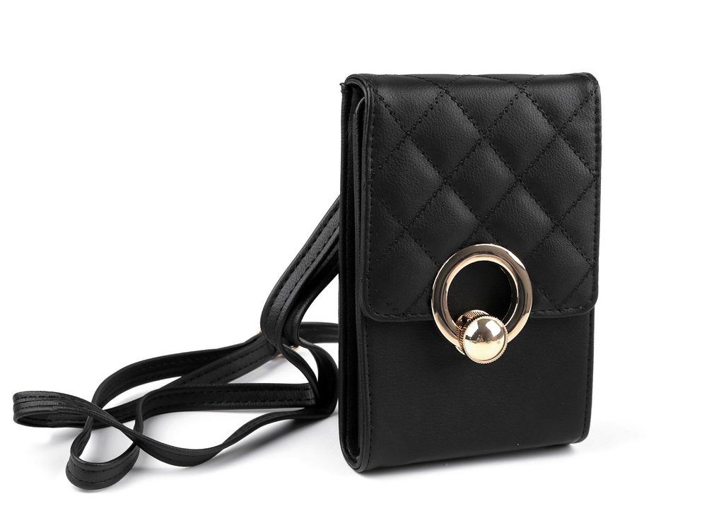 Peněženka s kapsou na mobil přes rameno Crossbody 11x17 cm - 2 černá