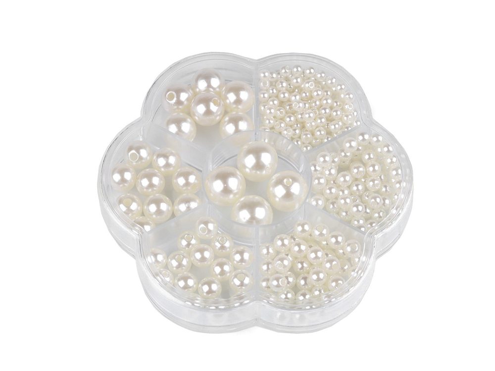Sada plastových voskových korálků v boxu - 2 perlová