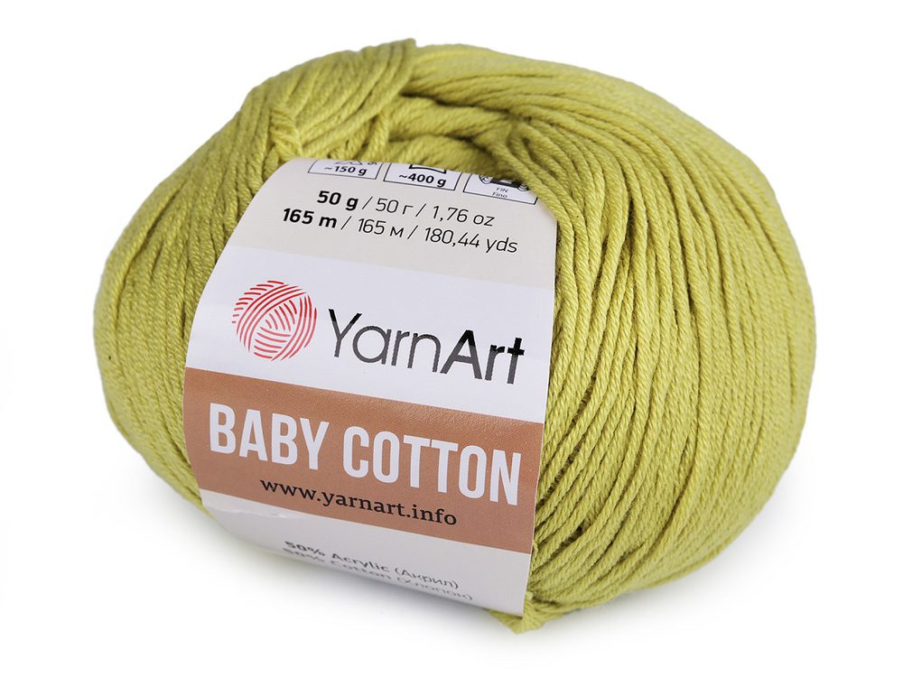 Pletací příze Baby Cotton 50 g - 9 (436) zelená travní sv.