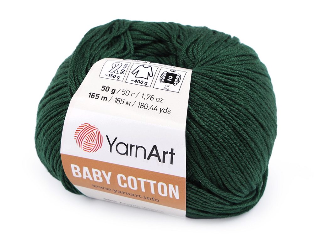 Pletací příze Baby Cotton 50 g - 24 (444) zelená tmavá