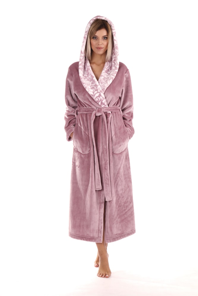 Župan s kapucí Flora mauve mist 39 56 4353 - L