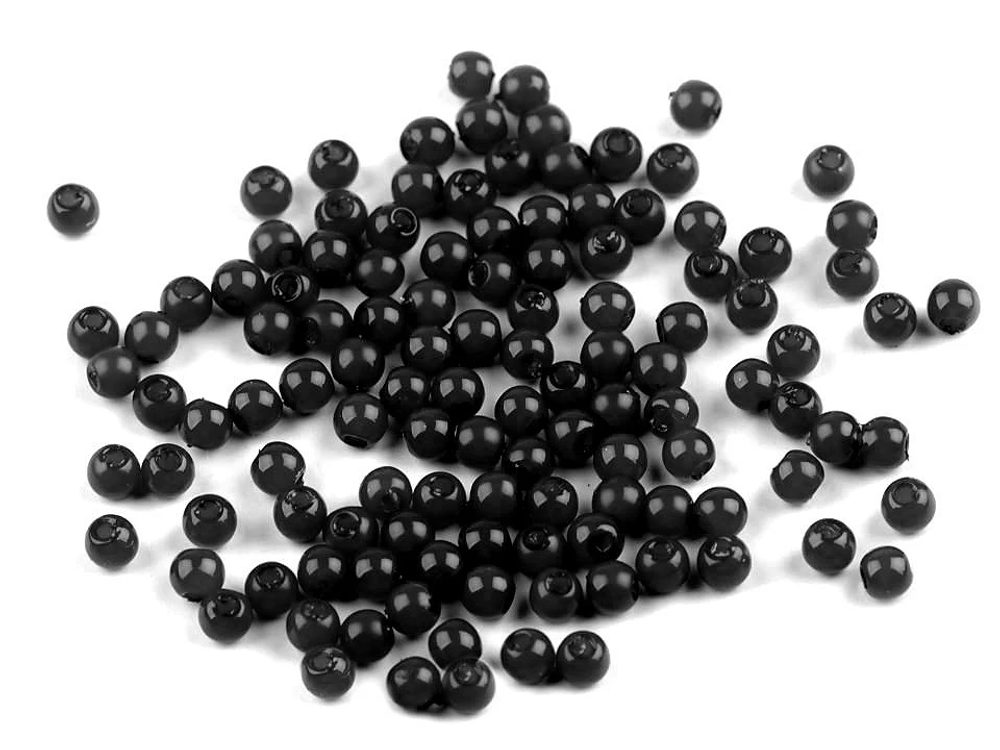 Plastové voskové korálky / perly Glance Ø4 mm 10g - F75 černá