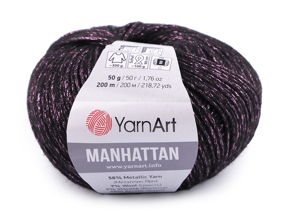 Pletací příze Manhattan 50 g - 8 (906) černá fialová