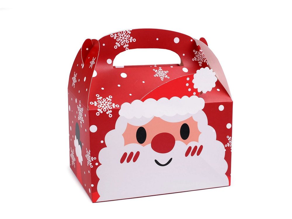 Vánoční dárková krabička sob, Mikuláš - 2 červená Mikuláš