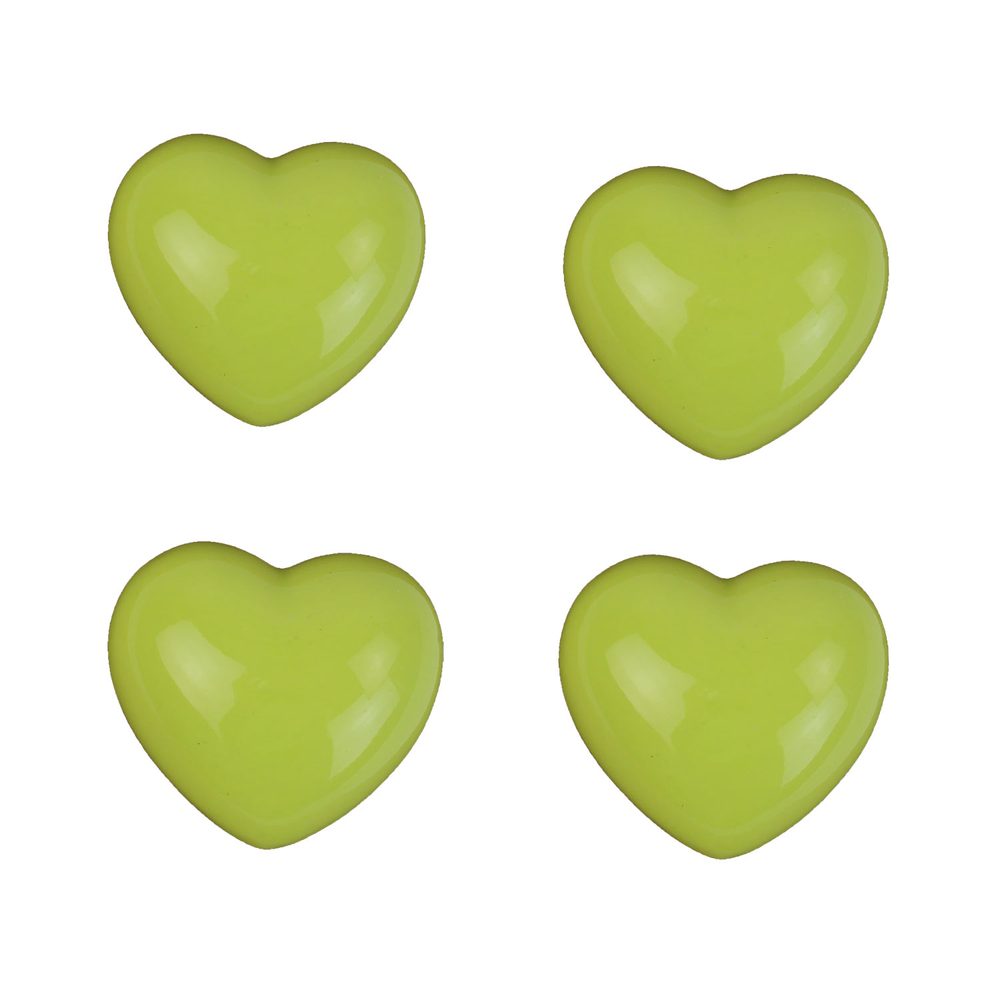 Srdce zelené 4 ks X1693-15 - 6,1 x 5,5 x 3,8 cm