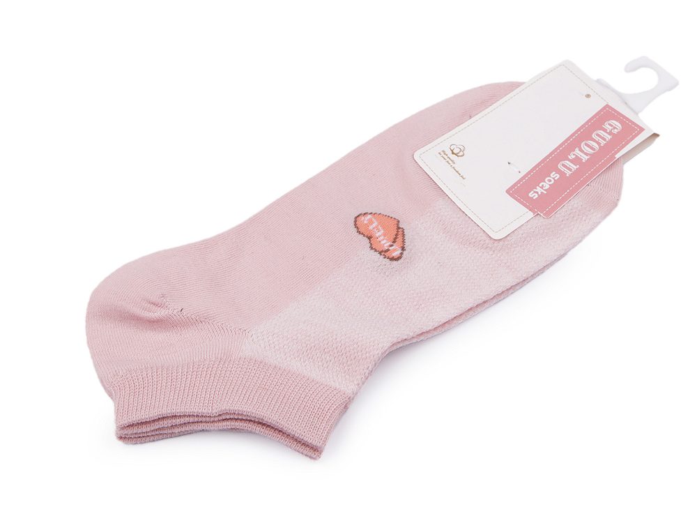 Dámské / dívčí bavlněné ponožky kotníkové - 2 pudrová srdce