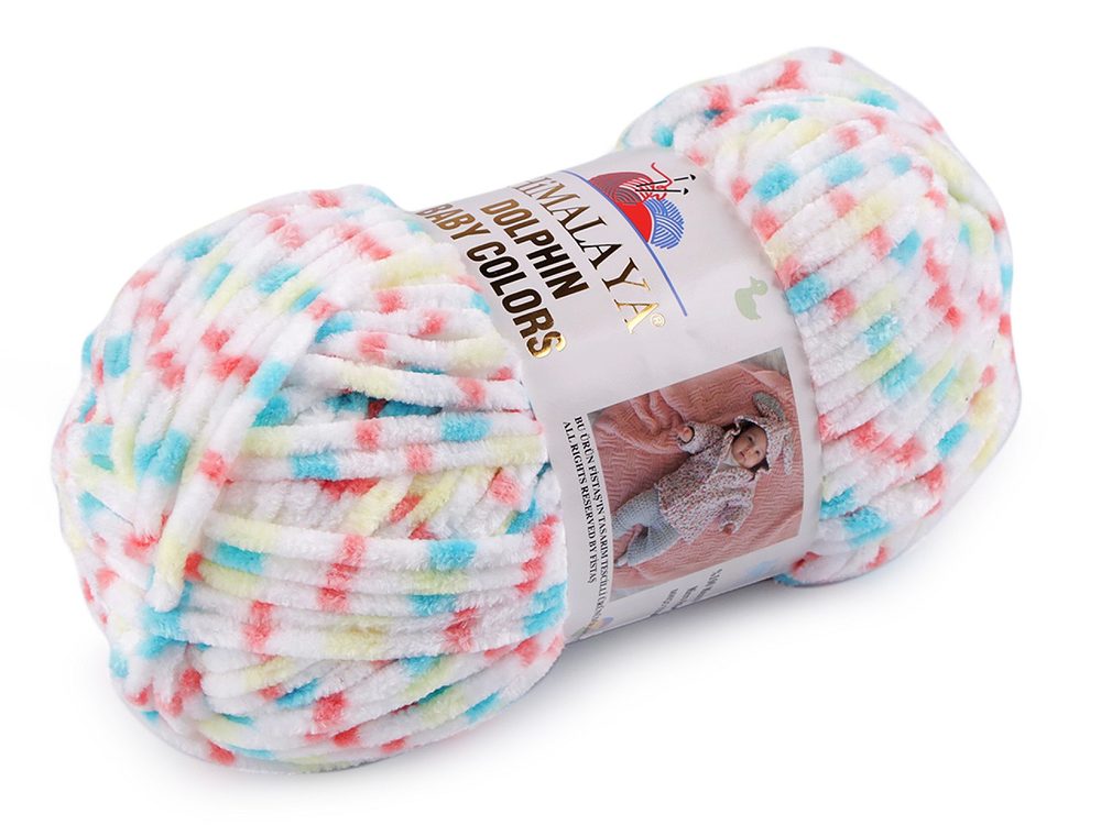 Dolphin Baby Colors Pletací žinylková příze 100 g - 3 (80415) bílá oranžová