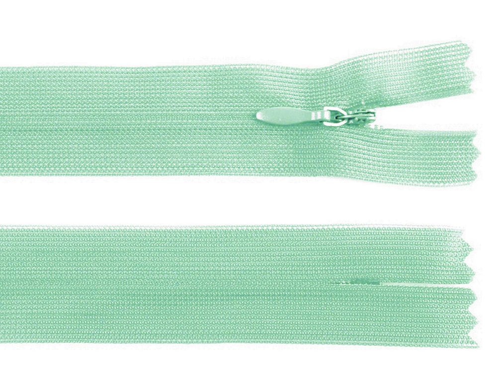 Spirálový zip skrytý šíře 3 mm délka 35 cm Dederon - 249 zelená vodová