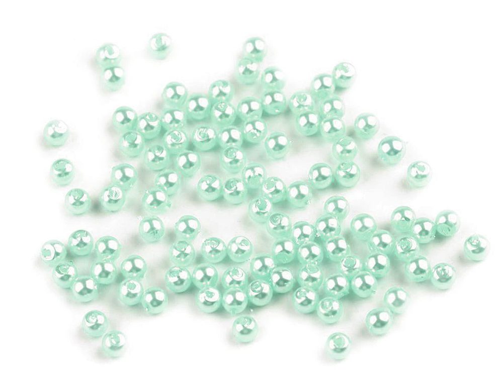 Plastové voskové korálky / perly Glance Ø4 mm 10g - F18 mint