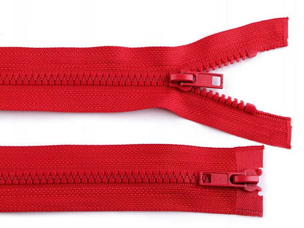 Dělitelný Kostěný Zip s Dvěma Jezdci - 5 mm, 70 cm, Ideální pro Bundy - 148 červená