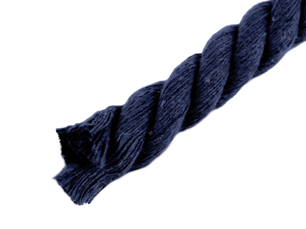 Bavlněná šňůra kroucená Ø10-13 mm návin 10 metrů - 14 modrá tmavá