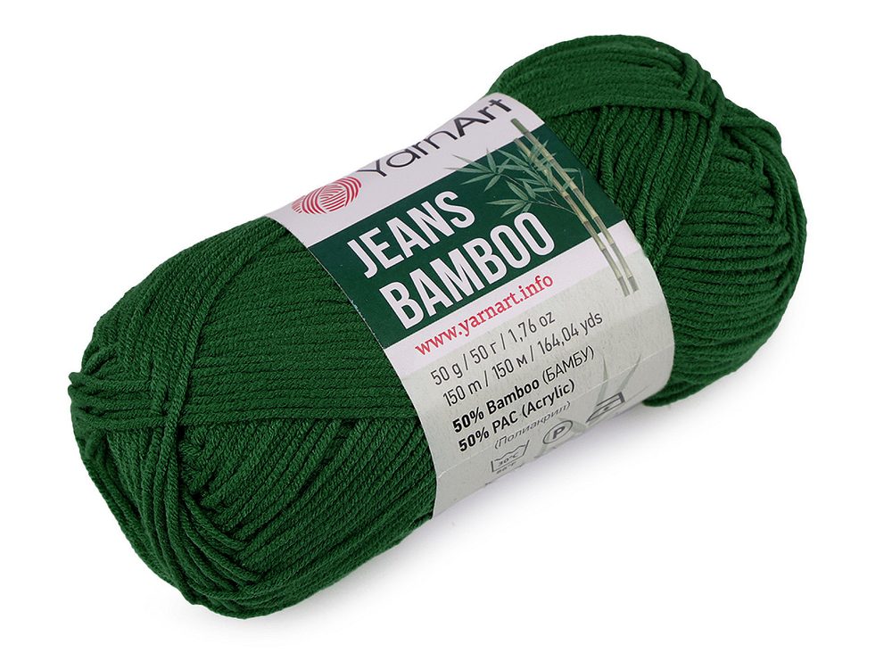 Pletací příze Jeans Bamboo 50 g - 15 (139) zelená
