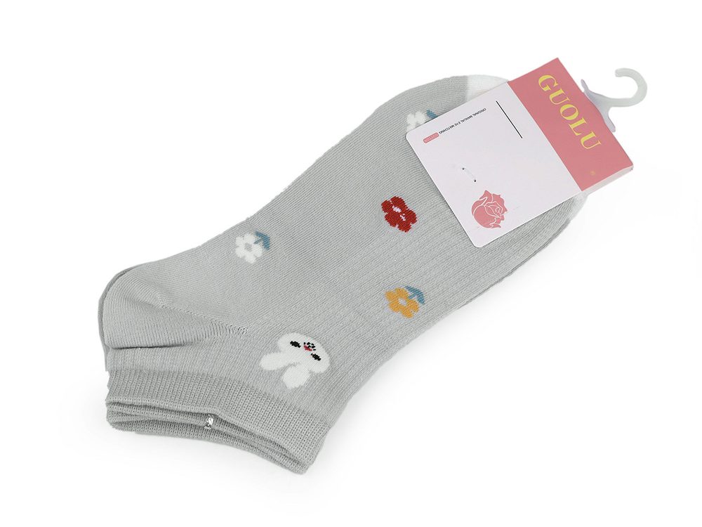 Dámské / dívčí bavlněné ponožky kotníkové - 4 šedá světlá