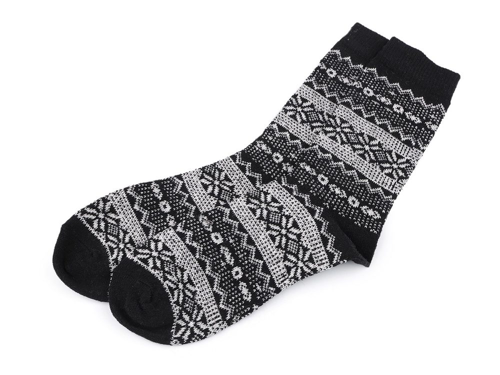 Pánské zimní ponožky norský vzor - 5 černá