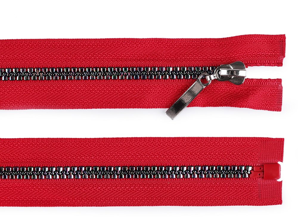 Duhový kostěný zip šíře 5 mm délka 70 cm - 148 červená