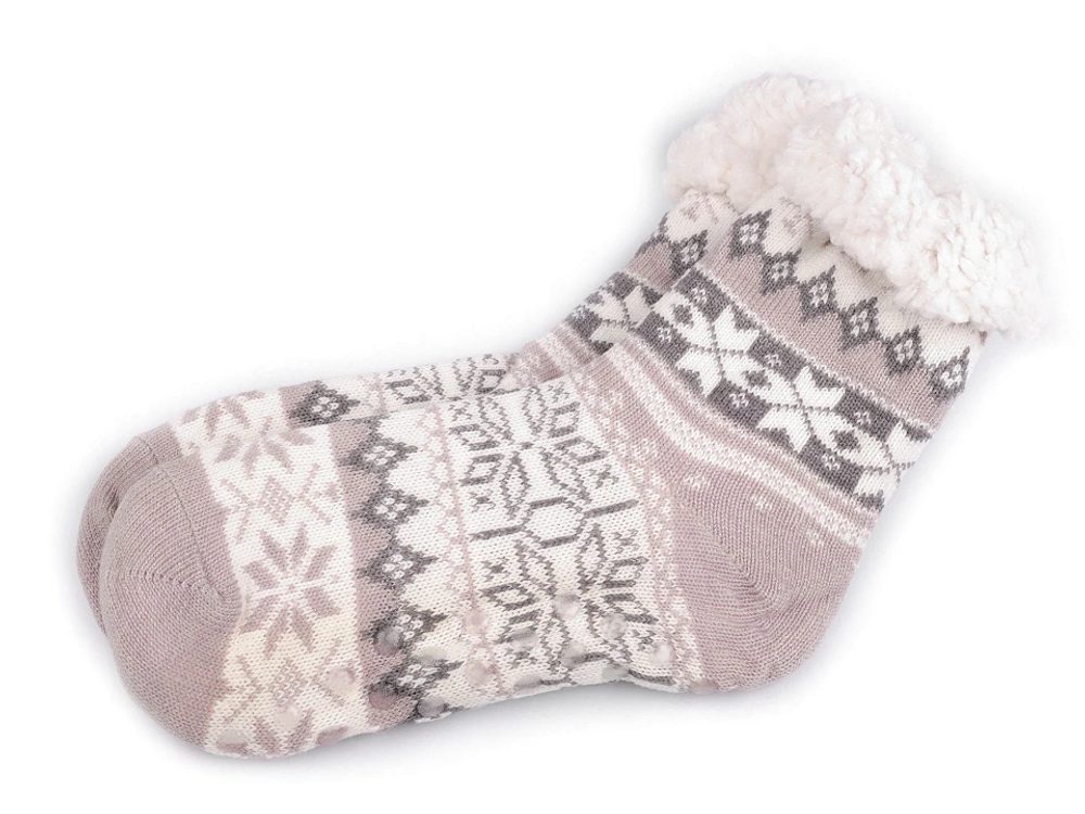 Ponožky zimní s protiskluzem, dlouhé - 33 (vel. 39-42) béžová světlá