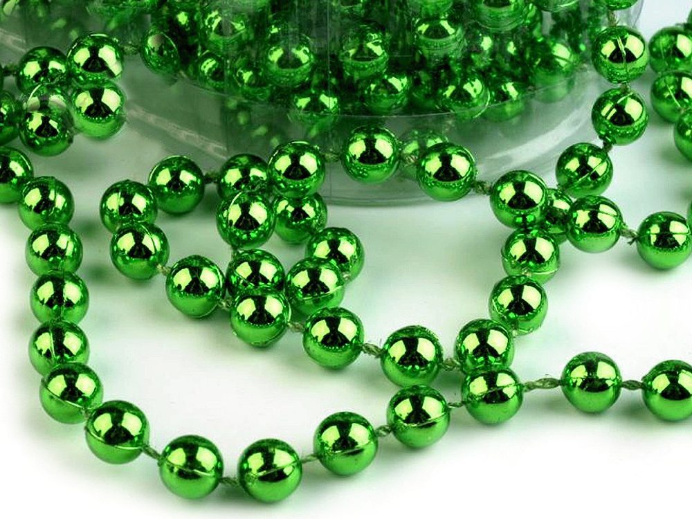 Perlový vánoční řetěz Ø6 mm délka 2,5 metru - 8 zelená