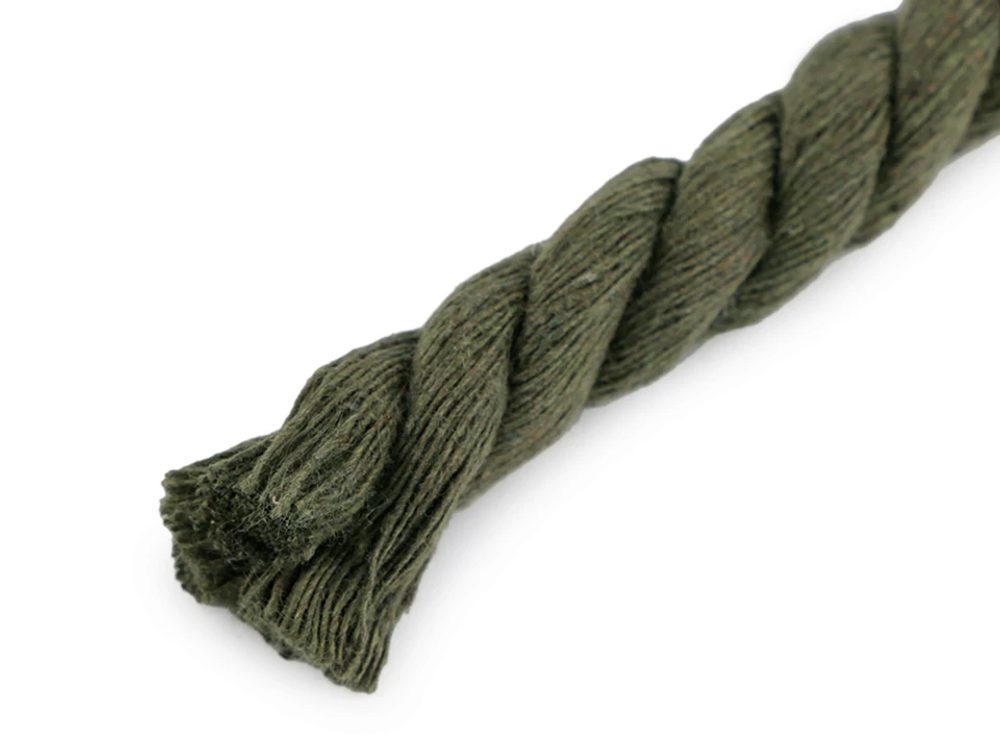 Bavlněná šňůra kroucená Ø10-13 mm návin 10 metrů - 13 zelená tmavá - khaki
