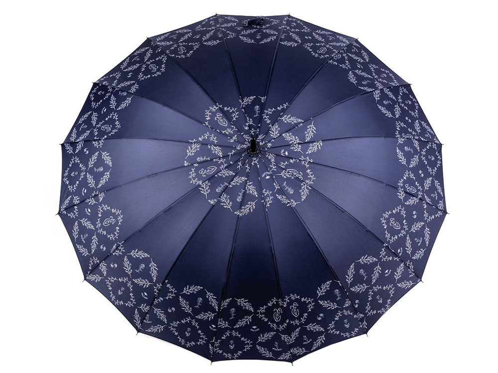 Dámský vystřelovací deštník větvičky a květy - 4 modrá tmavá
