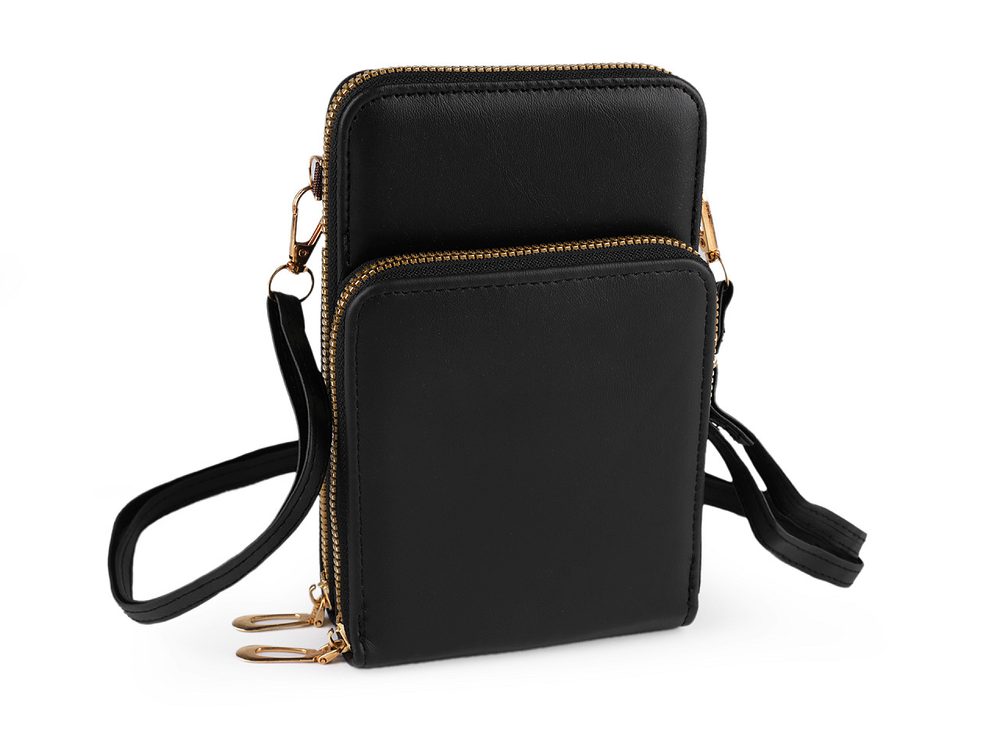 Peněženka s kapsou na mobil přes rameno crossbody 11,5x18cm - 5 černá