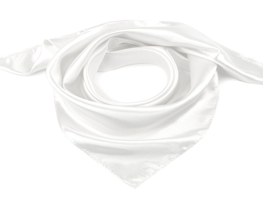 Saténový šátek jednobarevný 60x60 cm - 1 bílá