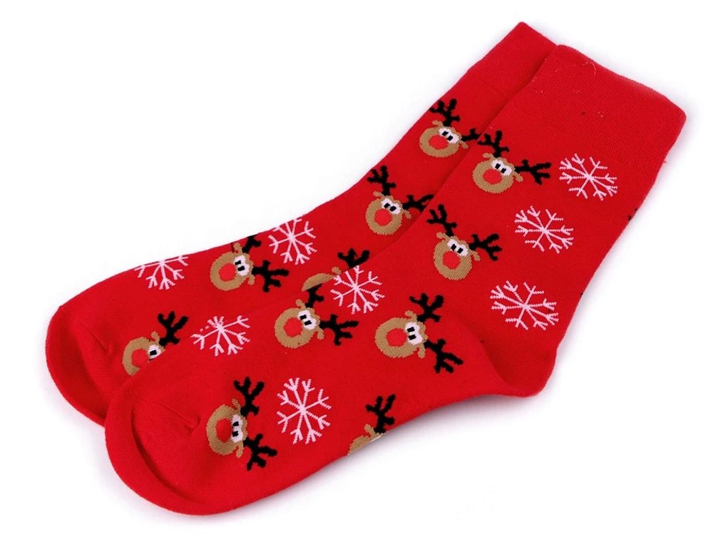Dívčí / dámské vánoční ponožky v dárkové kouli s kovovou vločkou - 9 (vel. 38-43) červená