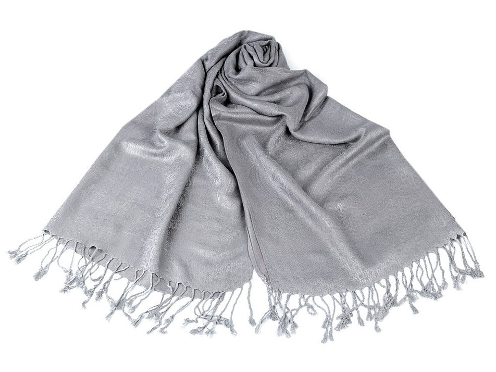 Šála typu pashmina s třásněmi 65x170 cm - 4 šedá