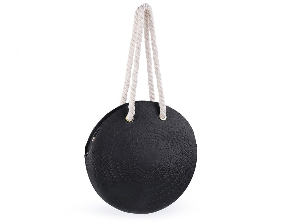 Dámská kulatá kabelka silikonová Ø40 cm se zipem - 6 černá