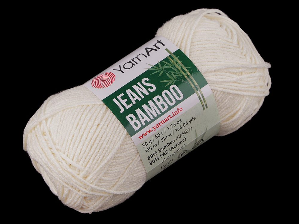 Pletací příze Jeans Bamboo 50 g - 2 (102) krémová nejsvět.