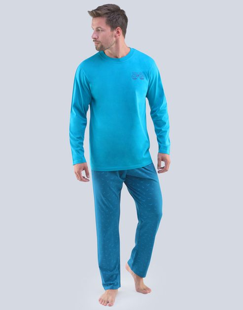 GINA pánské pyžamo dlouhé pánské, šité, s potiskem Pyžama 2020 79089P -  Gina - Bexis.sk