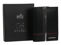 GROSSO Kožená pánská peněženka černá-červená RFID v krabičce