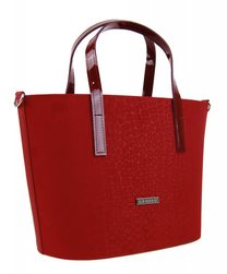 Červená matná jemně semišová kabelka s kroko designem S636