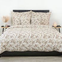 Francouzské prodloužené krepové povlečení 240x220, 70x90cm Kvítí béžové