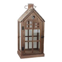 Dřevěná lucerna domeček D7089/B velká 56 cm