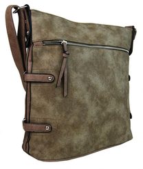 Velká crossbody kabelka H17158 šedohnědá s khaki nádechem Tapple