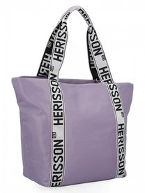 Velká dámská nylonová shopper kabelka přes rameno světlá fialová