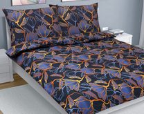 Povlečení bavlna na dvoudeku - 200x220, 2ks 70x90 cm (200 cm šířka x 220 cm délka prodloužená) Květ tm.modrá
