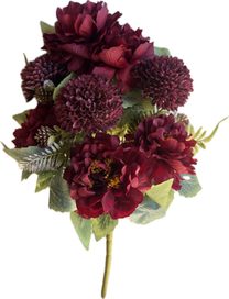 Kytice mix s velkými květy - tmavě červená